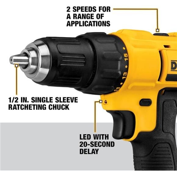 20V Max Cordless Drill/Driver Kit, Includes 2 Batteries and Charger (DCD771C2) - Picture 3 of 7